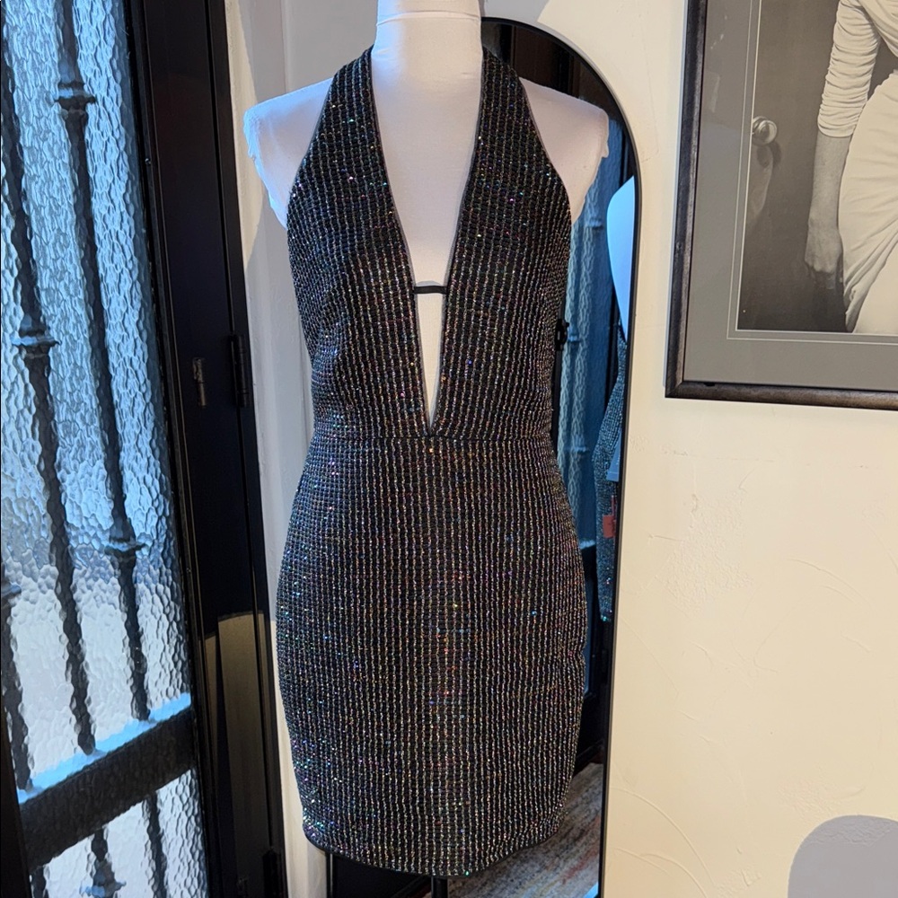 Liv Foster NY Black Sequin Boucle Mini Dress NWT SZ 6